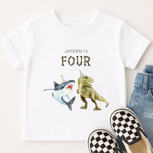T-shirt Shark & Dino 4e anniversaire T-shirt, T-rex et req