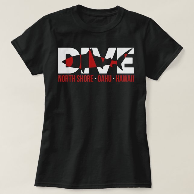 T-shirt SHARK DIVE Hawaii North Shore Oahu PLONGÉE (Design devant)