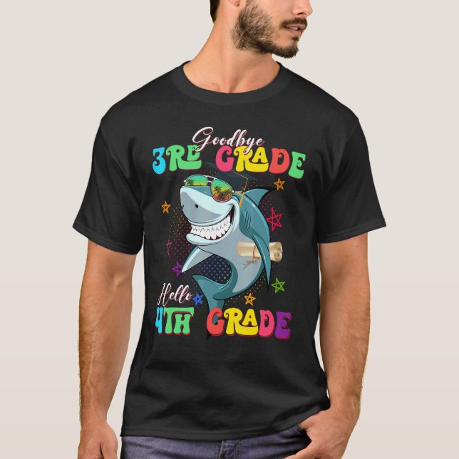 T-shirt Shark Goodbye 3e grade Bonjour 4e grade (Devant)