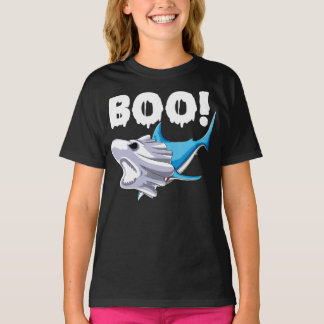 T-shirt shark halloween  boo ghost shark gift boys mens