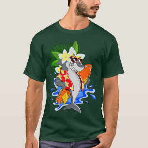 T-shirt Shark Hawaiian Funny Aloha Hawaii Beach Summer Vac