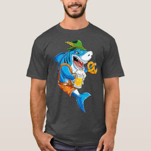 T-shirt Shark Oktoberfest Lederhosen Costume Hommes Jawsom
