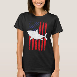 T-shirt Shark Vintage américain Drapeau requin Patriotique