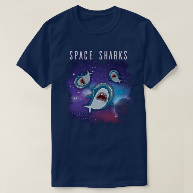 T-shirt SHARKSFunny Astronaut requins dans l'espaceSweatsh (Design devant)