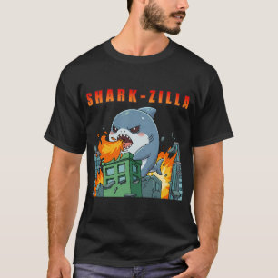 T-shirt Sharkzilla Chibi Kaiju Détruisant la Ville
