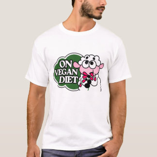 T-shirt Sheep Eating Flower Saying “On Vegan Diet” 