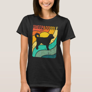 T-shirt Sheepadoodle Coucher de soleil vintage Maman Papa