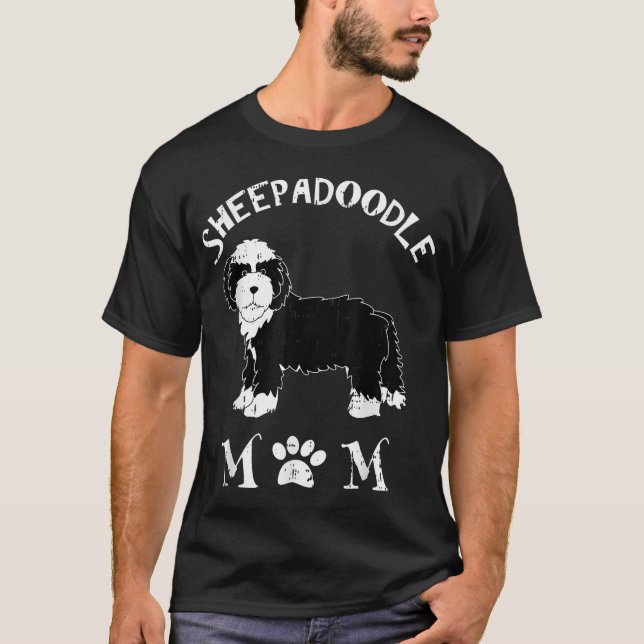 T-shirt Sheepadoodle Maman Chiot Mignonne Animaux Animaux  (Devant)