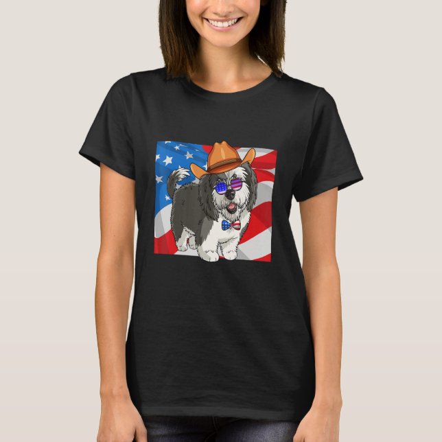 T-shirt Sheepadoodle Patriotic Merica 4th Of July American (Devant)