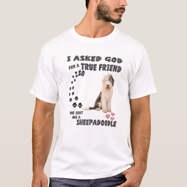 T-shirt Sheepadoodle Quota Maman Sheepdogpoo Papa, Cute Sh (Devant)