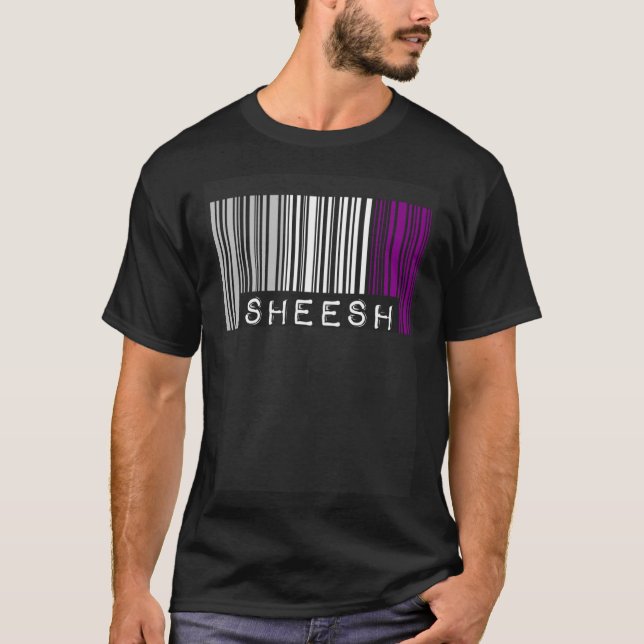 T-shirt Sheesh  Barcode Asexual Pride Flag Aesthetic Slang (Devant)
