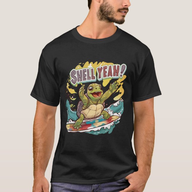 T-shirt Shell ouais Turtle Surfing (Devant)