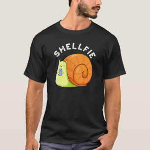 T-shirt Shellfie Funky Snail Selfie Pun Dark BG