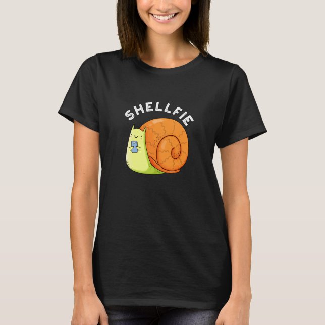 T-shirt Shellfie Funky Snail Selfie Pun Dark BG (Devant)