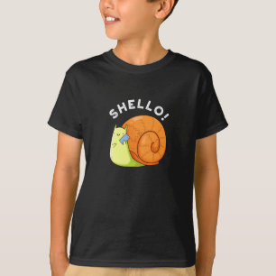 T-shirt Shello Funny Snail Cellphone Pun Dark BG
