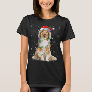 T-shirt Sheltie Amoureux des chiens Xmas Lighting Père Noë