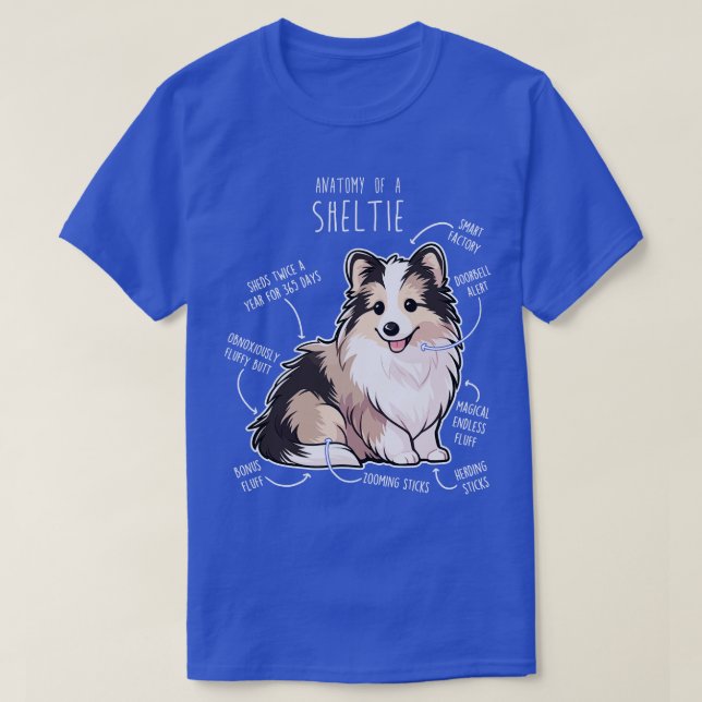 T-shirt Sheltie Shetland Sheepdog Anatomie 5 (Design devant)