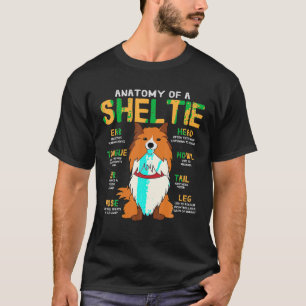 T-shirt Sheltie Shetland Sheepdog Anatomie Funny Chien Mam