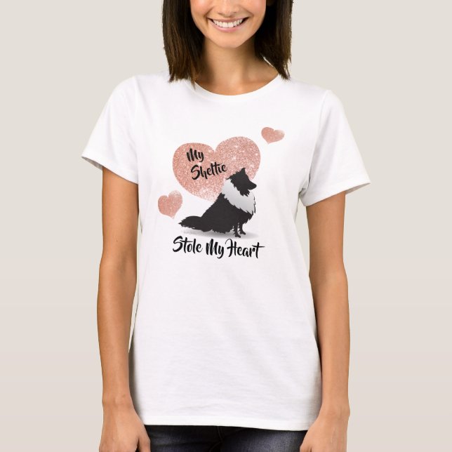 T-shirt Sheltie Stole My Heart avec Rose Gold (Devant)