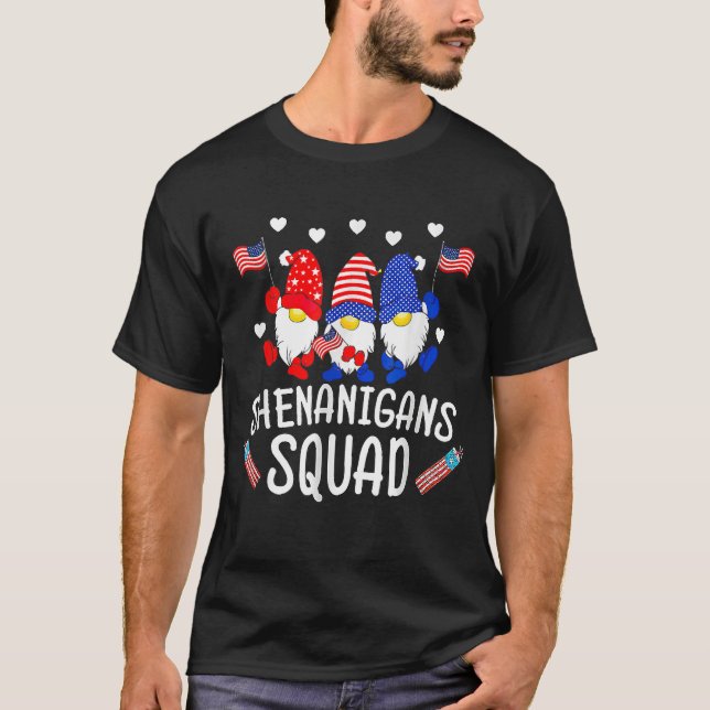T-shirt Shenanigans Squad 4th Of July Gnomes USA Independe (Devant)