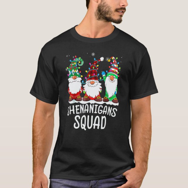T-shirt Shenanigans Squad Gnomes Lights Christmas Pajamas  (Devant)