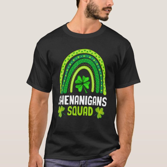 T-shirt Shenanigans Squad St Patrick's Day Rainbow Shamroc (Devant)