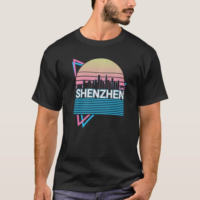 T-shirt Shenzhen City Skyline Cityscape Retro (Devant)