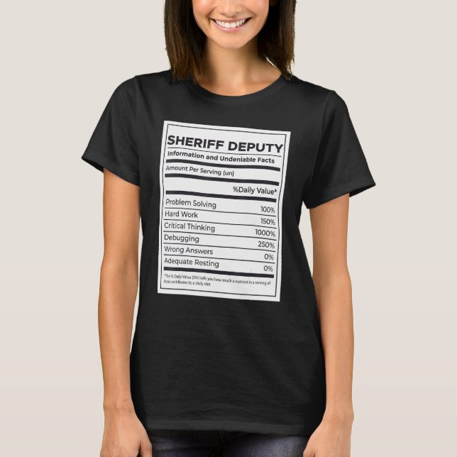 T-shirt Sheriff Information sur la nutrition (Devant)