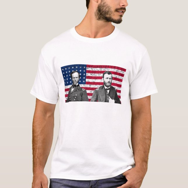T-shirt Sherman et Grant avec le drapeau américain (Devant)