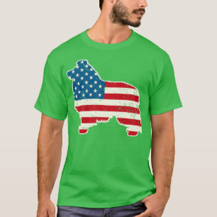 T-shirt Shetland Sheepdog 4 juillet drapeau américain pour