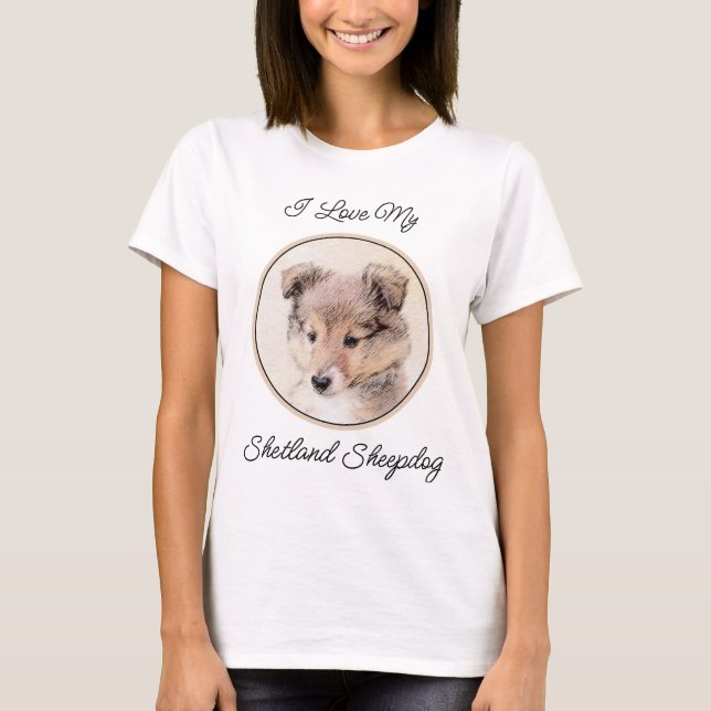 T-shirt Shetland Sheepdog Puppy Peinture Chien original ar (Devant)