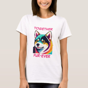 T-shirt Shiba Akita Inu Pastel Colorful Chien Abstrait Art