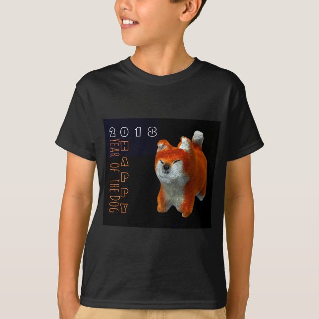 T-shirt Shiba chiot 3D Art numérique chien année 2018 Kids (Devant)