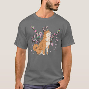 T-shirt Shiba Inu avec de belles fleurs de cerises Sakura 