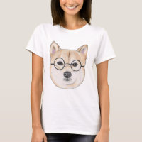Shiba Inu avec les verres encadrés par rond