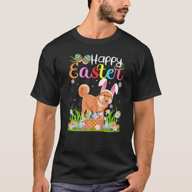 T-shirt Shiba Inu Chasse aux oeufs de lapin de chien Shiba (Devant)