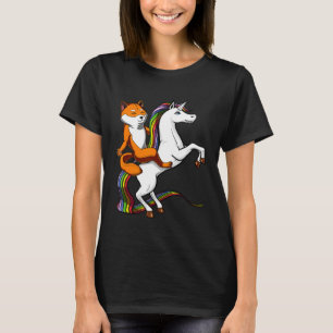 T-shirt Shiba Inu Chien équitation Unicorn Drôle Filles Ga