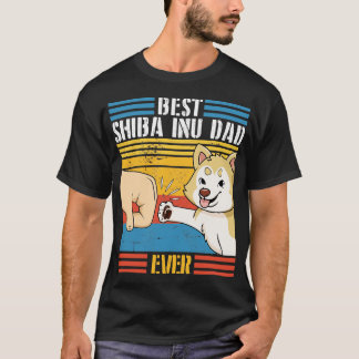T-shirt Shiba Inu Chien Et Papa Main À La Main De Meilleur