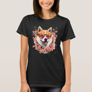 T-shirt Shiba Inu Chien Japonais Fleur de cerisier Sakura 