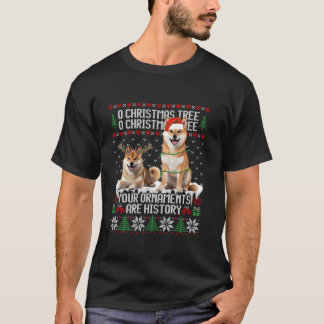 T-shirt Shiba Inu Chien Noël Arbre Lumières Chien Chien Ch
