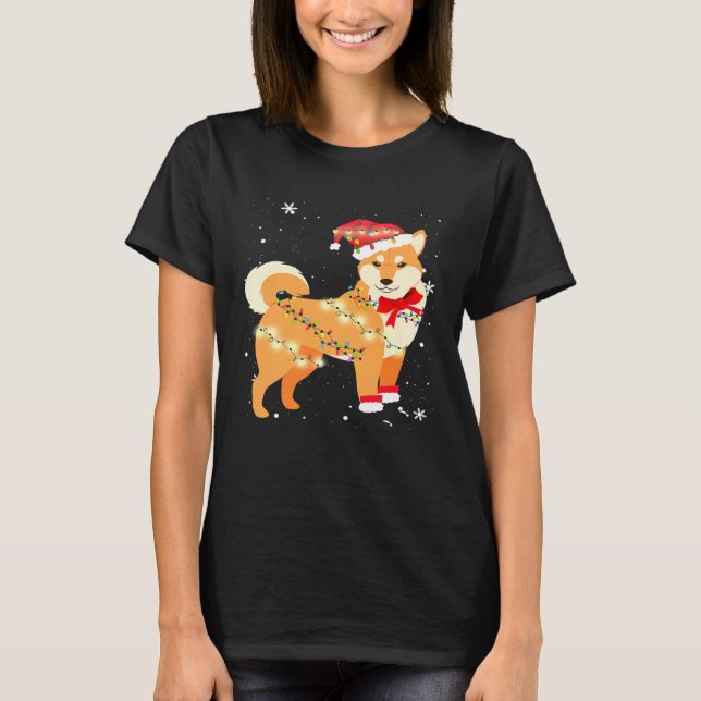 T-shirt Shiba Inu Chien Noël Arbre Noël Noël Maman Papa (Devant)