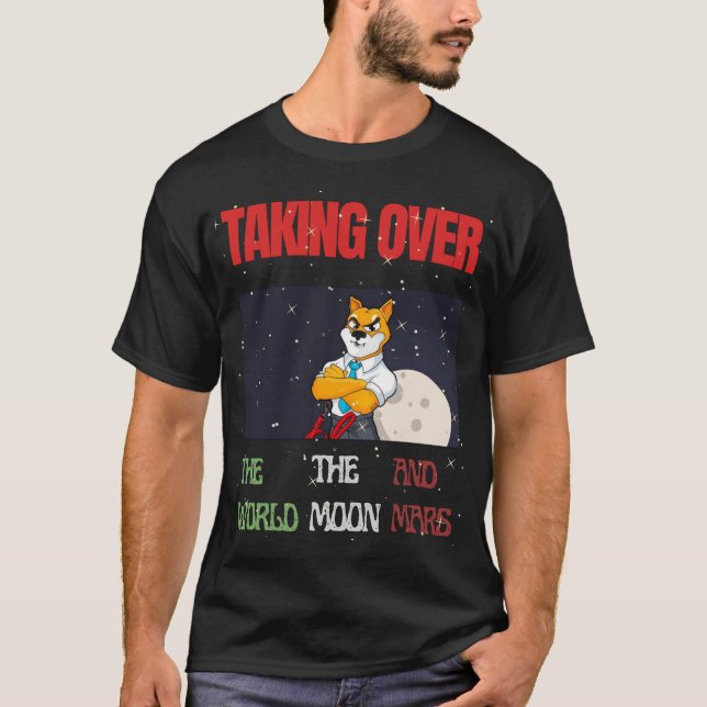 T-shirt Shiba Inu Coin Sur La Lune Qui S'Acquiert (Devant)