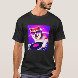 T-shirt Shiba Inu DJ Party Club Disque Jockey Gif EDM Dans