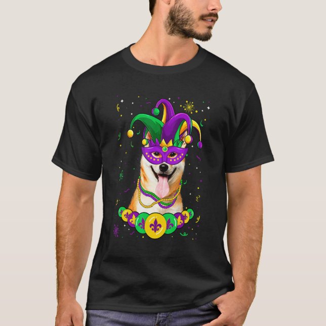 T-shirt Shiba Inu Dog Lover Mardi Gras Carnival Funny Mask (Devant)