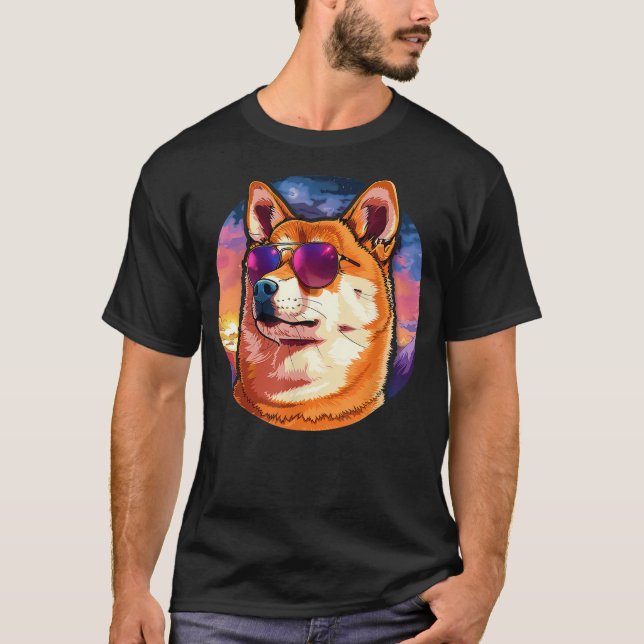 T-shirt Shiba Inu Dog Sunglasses (Devant)