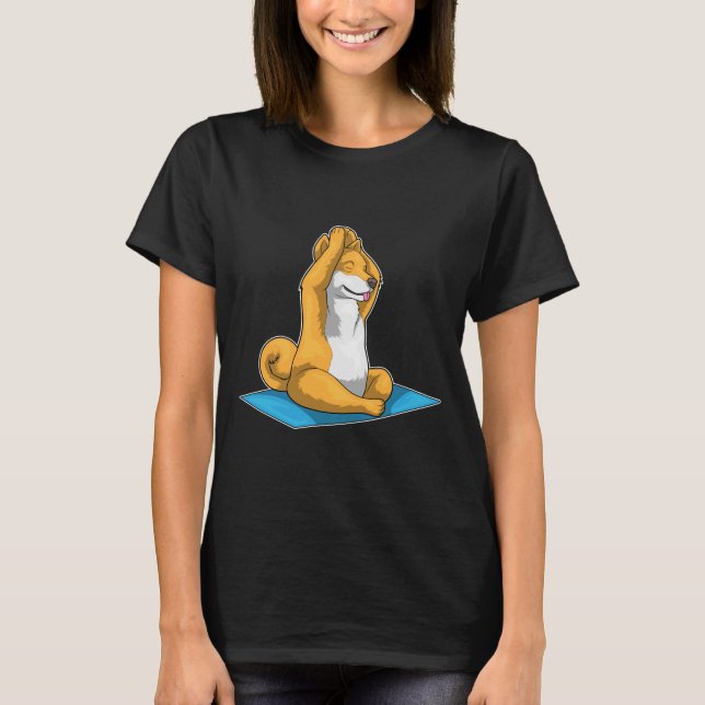 T-shirt Shiba Inu Fitness Yoga Méditation (Devant)