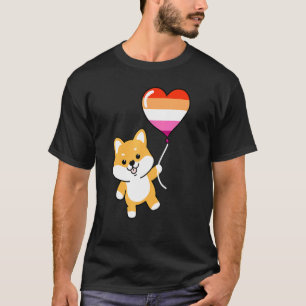 T-shirt Shiba Inu Heart Balloon Orange Rose Lesbian 1