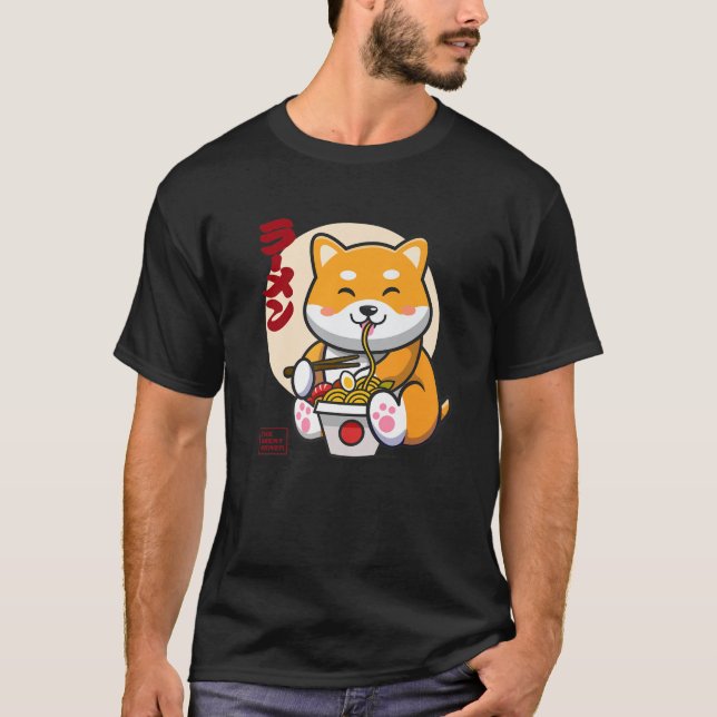 T-shirt Shiba Inu, Kawaii Anime Shiba Inu, Ramen japonais (Devant)