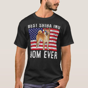 T-shirt Shiba Inu Maman États-Unis Drapeau américain Shiba