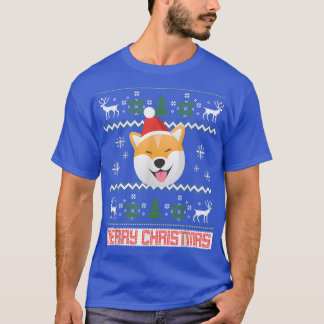 T-shirt Shiba Inu Neige Noël Père Noël laid 